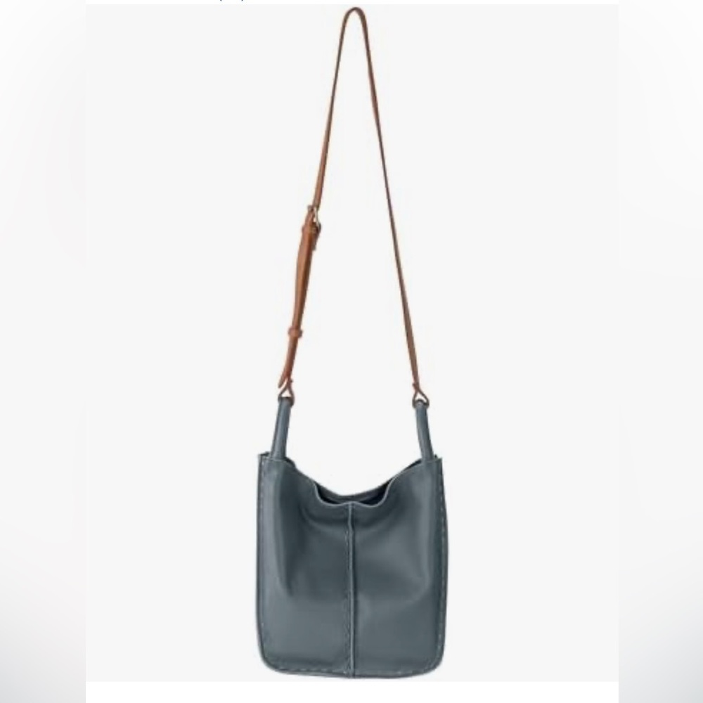 The Sak Leather Los Feliz Crossbody Boho Bag Stitch Detail Adjustable Strap